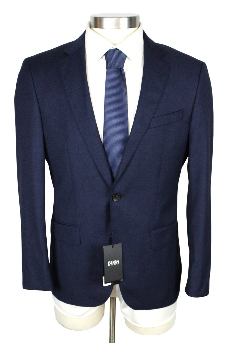 Hugo Boss Suit 38 S Mens Dark Blue Check Wool Slim Fit Huge Genuis 2 Piece